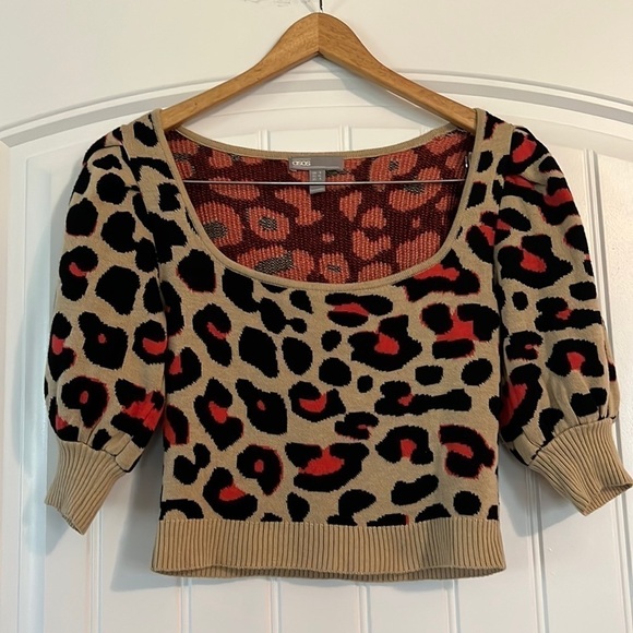 Asos Leopard Knit crop Top Size 4 or small - Picture 2 of 5